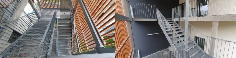 Fabrication de plusieurs escaliers métalliques extérieurs sur mesure pour une maison médicale spécialisée à Claveisolles